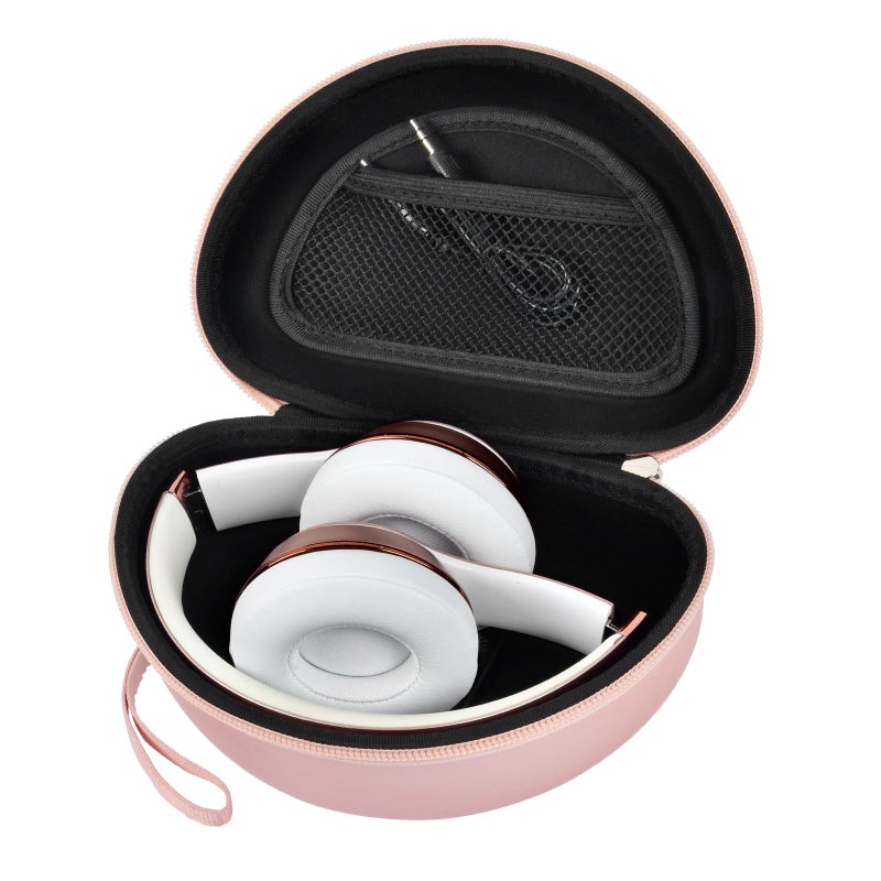 COMECASE Hard Headphone Case for Beats Solo 4, Studio Pro, Solo 3, Solo 2 Wireless - Shockproof Travel Carrying Storage Bag, Semi-Waterproof Protective Box with Mesh Pocket and Hand Strap (Rose Gold) - Image 1